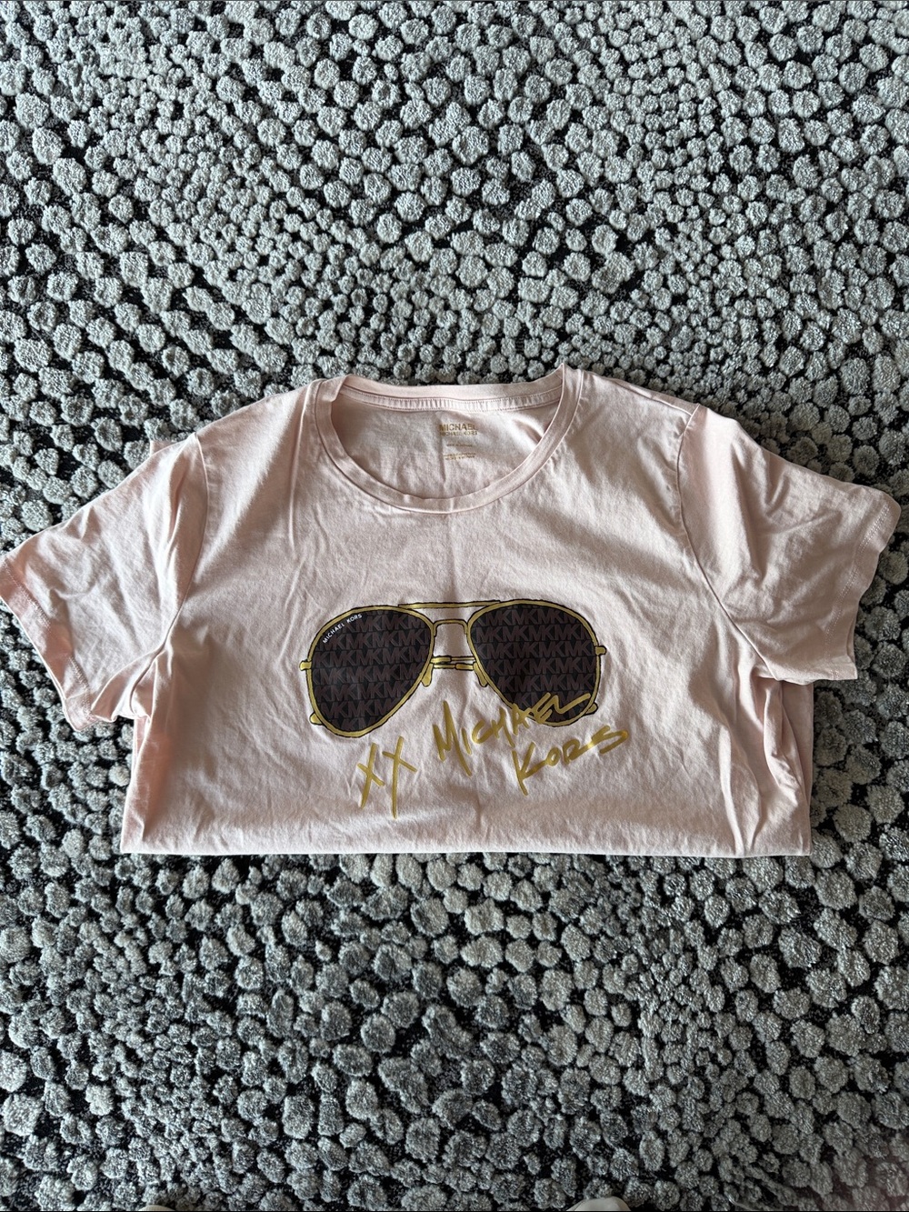 Michael Kors Pale Pink Short Sleeve Tee with Sunglasses Motif